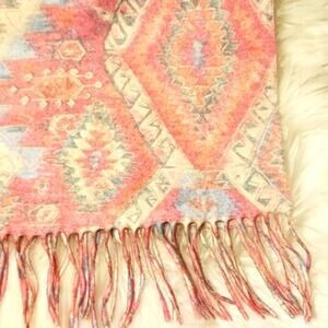 Cashminx Long Scarf PINK Aztec Geometric Paisley SOFT Barbiecore Germany Luxury